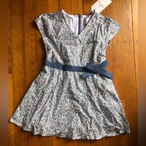 New! Classic Prep Dress sz 5 in Forest Liberty Poplin - Blue Bow & Pockets